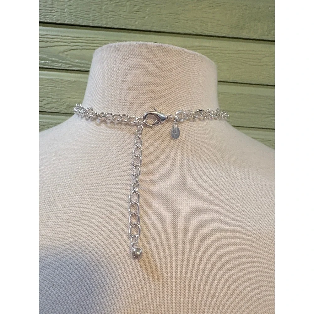 Chicos Bright Silver‎ Long Chain with Gold Tone Dangle Beads Necklace